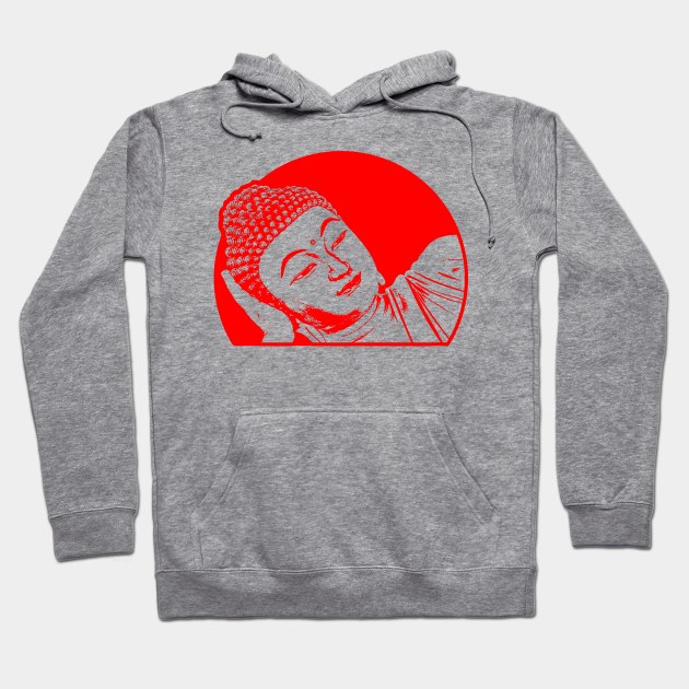 Reclining Buddha Art Red Color Hoodie by Botak Solid Art